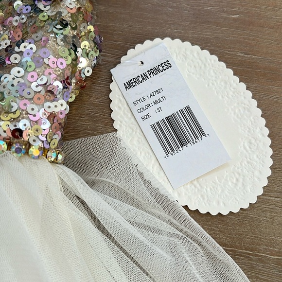 American Princess Toddler Girl Rainbow Sequin Tulle Holiday Dress 3T - Picture 4 of 7